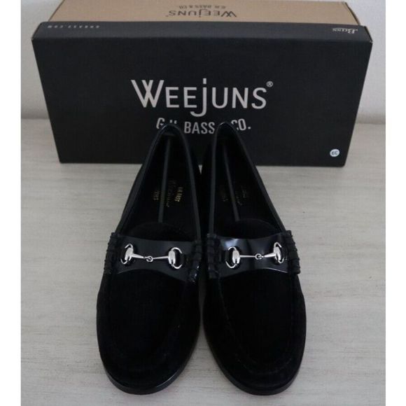 Weejuns by G.H Bass & Co. Men's Sz 6 Black Lianna Velvet/Leather Loafers $135 - Picture 1 of 8